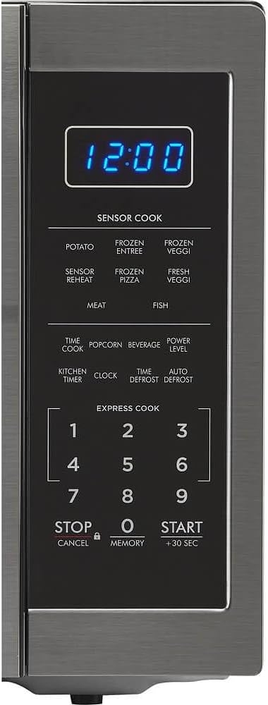 Close-up of the Sharp 1.4 cu. ft. 1100W Countertop Microwave Oven control panel