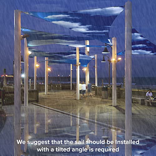 Infrange Waterproof Sky Blue 12' X 14' X 18.4' Triangle Sun Shade Sail Canopy Awning Shelter Fabric Screen, 95% Uv Blockage Uv & Water Resistant, For Outdoor Patio Garden Carport - Customized #TOP5