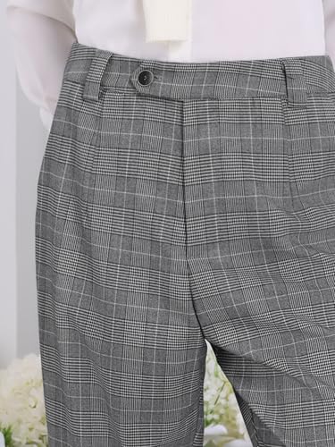 Women's Plaid Work Pant Vintage Houndstooth Tartan Straight Long Trousers4