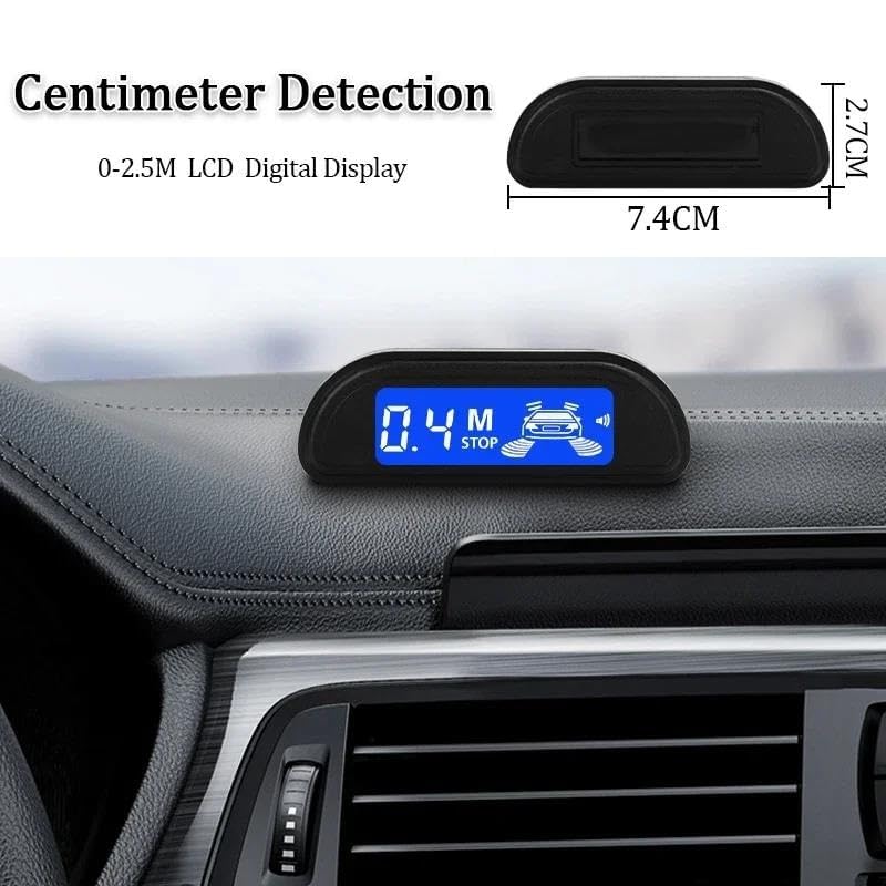 Sensores de aparcamiento Kit de sensor de aparcamiento para coche con monitor de marcha atrás Parktronic de 22 mm, 4 sensores, detector de radar, pantalla de retroiluminación, sensor de aparcamiento