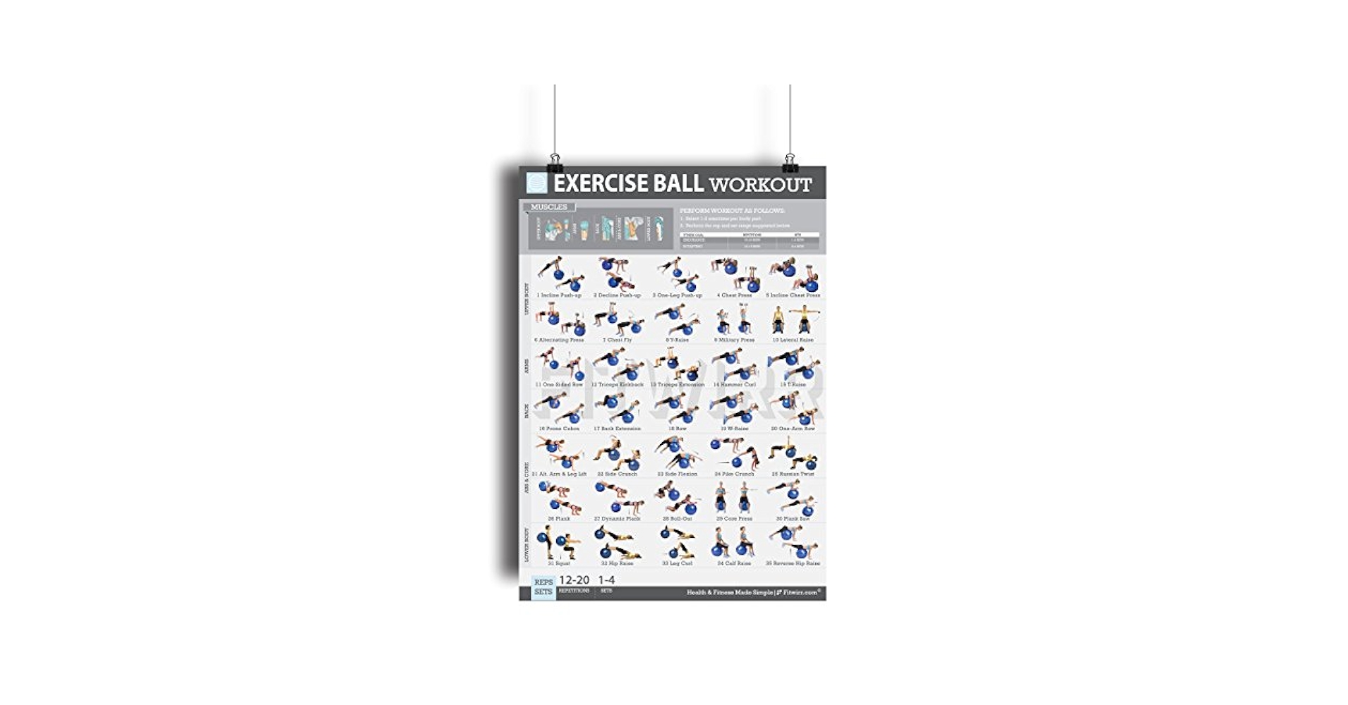 19-x27-exercise-ball-workout-poster-laminated-35-stability-ball-exercises-total-body-fitness-home-gym-fitness-balance-ball-work-your-core-abs-legs-arms-rehabilitation-posture-exercises for Free Printable Exercise Ball Workout Chart 19