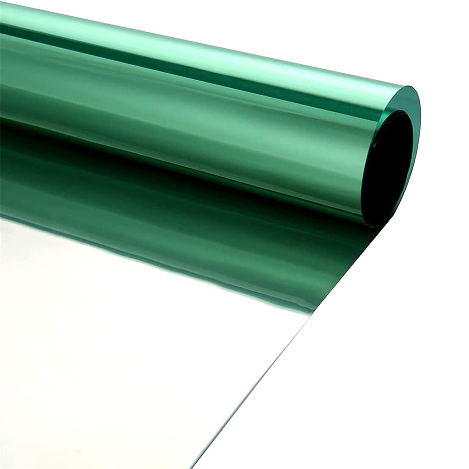 Privacy Reflective Window Film Anti Glare Mirror Tint UV Blocker Heat Reducing Static Cling(Green Silver,90x400cm)
