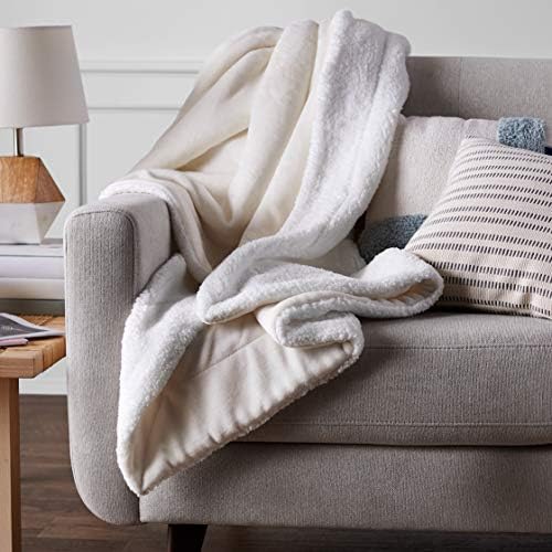 Amazon Basics Ultra-Soft Micromink Sherpa Blanket, Navy Blue, Full/Queen