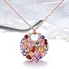 Mecool Crystal Pendant Rose Golden Cubic Zirconia Multi-Stone Round Disc Necklace for Women | Ladies Birthday Pendant #5