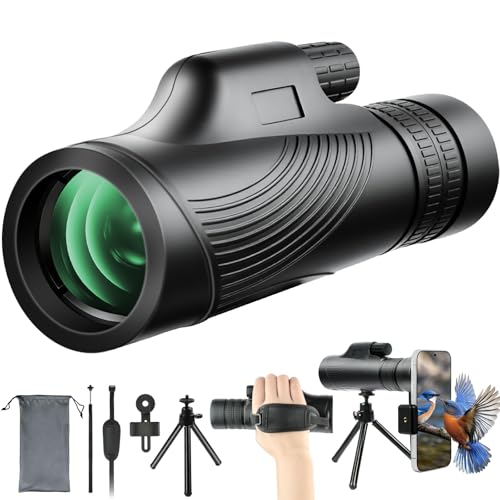 AOOWU Telescopio Monocular, 10 30X42 Zoom Óptico Monoculares de Largo Alcance con Teléfonos y Soporte para Teléfono, Impermeable HD con Prisma BAK4 FMC para Camping, Animales Salvajes de Aves y Viajes