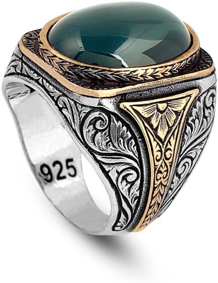 925K Sterling Silver Jade Ring, Jade Ring for Men, Unique Men Ring, Natural Stone Ring, Men Jade Stone Ring, Gift for Him, Gift for Husband