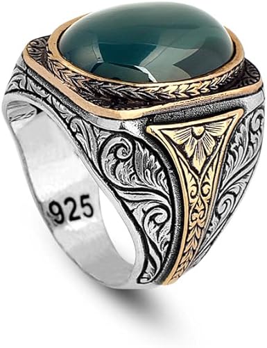 925K Sterling Silver Jade Ring, Jade Ring for Men, Unique Men Ring, Natural Stone Ring, Men Jade Stone Ring, Gift for Him, Gift for Husband (11)