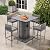 SoarFlash 5 Piece Rattan Patio Bar Set,Wicker Conversation Set Outdoor Furniture Set with Storage Shelf,4 High Stools,Dining Table for Poolside,Garden and Backyard,Grey