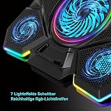 LIANGSTAR Podkładka chłodząca dla laptopów 12-17 cali, 5 wentylatorów (2100 RPM) z antypoślizgowym stojakiem, 6-stopniowa regulacja wysokości, podłączenie USB, oświetlenie RGB