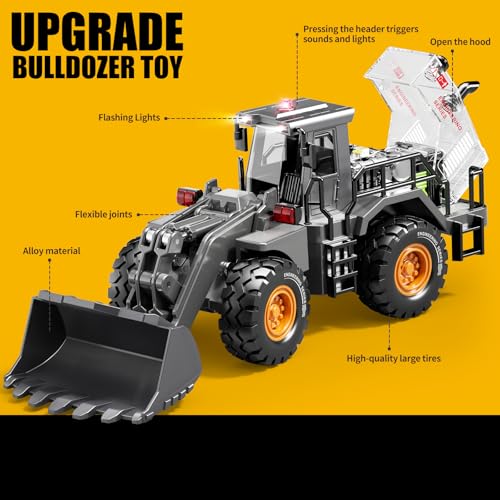 Pupu Pig Construction Toy, Metal Bulldozer Toys for Boys Gifts Ages 3+ - image 2