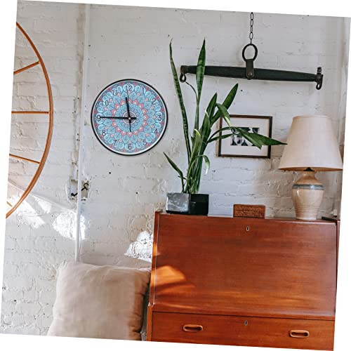 Horloge murale pour salon Cabilock Mandala bleu décoration intérieure - 8