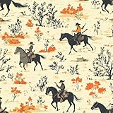 Generisch Selbstklebende Tapete 44x300 cm Klebefolie Möbel Ritter Pferdehirte Dekorfolie Möbelfolie Pastoral Gemalt Mustertapete Wandtapete Wohnzimmer Schlafzimmer Wasserdicht Wallpaper Küche