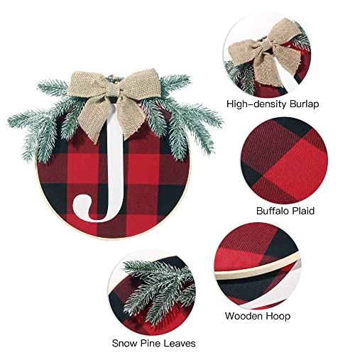 Sggvecsy Joy Sign Front Door Decoration Rustic Burlap Wooden Wreath Buffalo Check Plaid Wreath Christmas Hanging Wreath Xmas Holiday Decorations For Home Window Wall Farmhouse Indoor Outdoor, 3 Pcs #TOP5
