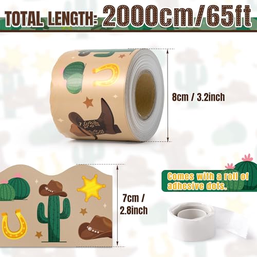 Image of BeYumi Western Cowboy Border Trim - 65ft Back to School Western Cowboy Themed Light Brown Rolled Border Trim Decor Wild West Bulletin Board Set School Classroom Office Chalkboard Party Decoration