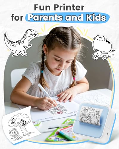 Image of Sticker Printer - Mini Sticker Maker Machine with 3 Roll Tapes, Bluetooth Portable Inkless Printpods Pocket Printer Classroom Must Haves for Kids Study Notes, Anatomical Diagrams, Photos, Gift