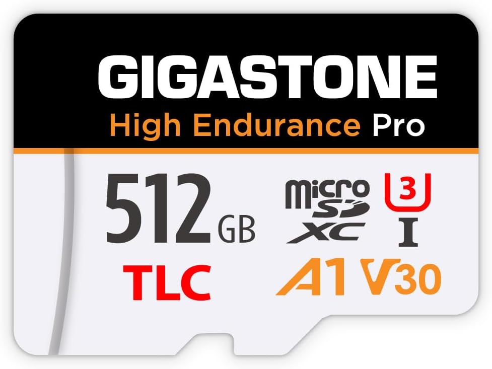 [5-Yrs Free Data Recovery] GIGASTONE 512GB Micro SD Card, TLC High Endurance Pro, Speed Up to 140/120 MB/s, Compatible with REDTIGER Rove VIOFO VANTRUE PRUVEEO Dash Cam, MicroSDXC UHS-I A1 V30 U3