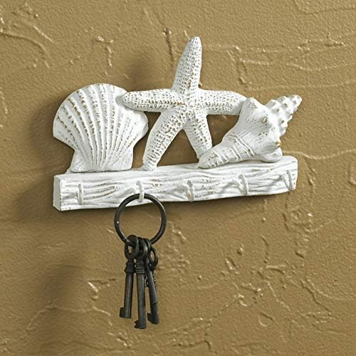 BLACK FOREST DECOR Sanibel Shells Key Rack, Iron, Decorative Accent, 7" W x 4 1/4" H