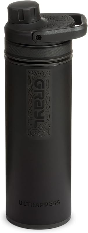 UltraPress 16.9 oz Water Purifier & Filter Bottle, Covert Black | Purifies and Filters Water in 8-10 Seconds for Hiking, Backpacking, Camping, Survival & Travel, Removes Viruses & Bacteria