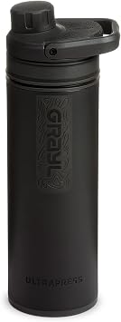 GRAYL UltraPress 16.9 oz Water Purifier & Filter Bottle for Hiking, Backpacking, Survival, Travel Covert Black