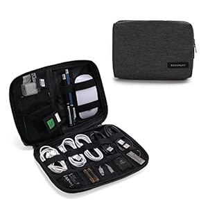 BAGSMART Electronic Organizer Small Travel Cable Organizer Bag for Hard Drives, Cables, Phone, USB, SD Card, Black