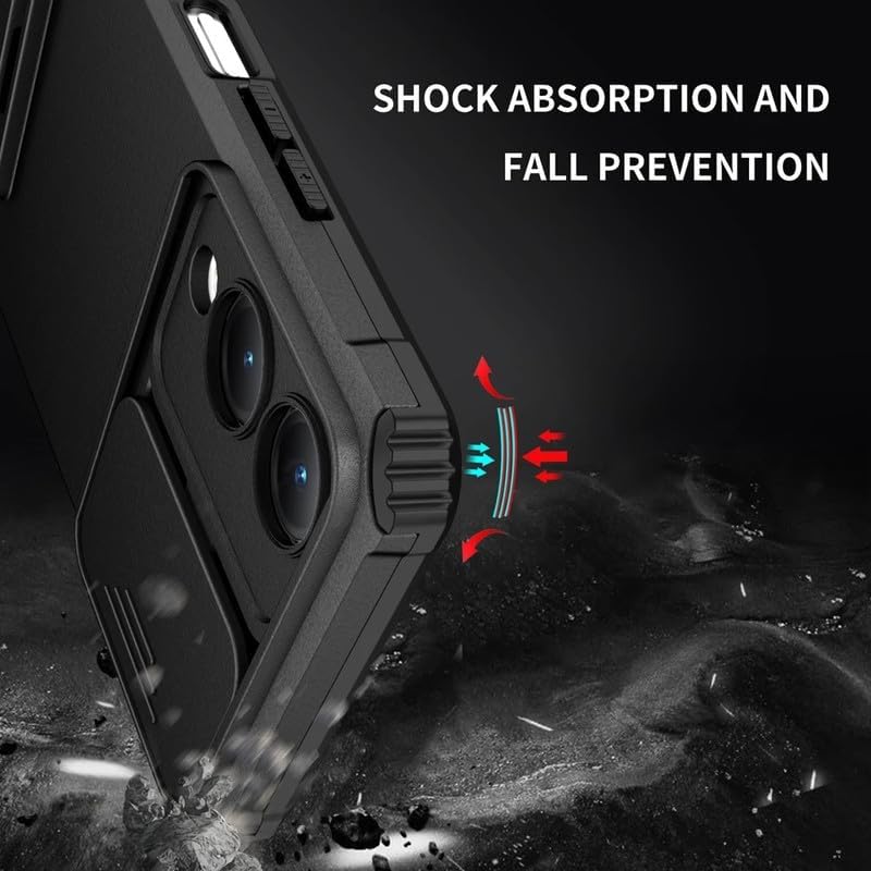 Image of ShieldTech Back Cover Case for Samsung Galaxy S25 Edge 5G | Sliding Camera Shield | Stereoscopic Stand | 360 Protection Mobile Phone Case Cover For Samsung Galaxy S 25 Edge / S25 Edge 5+G | PC, Black