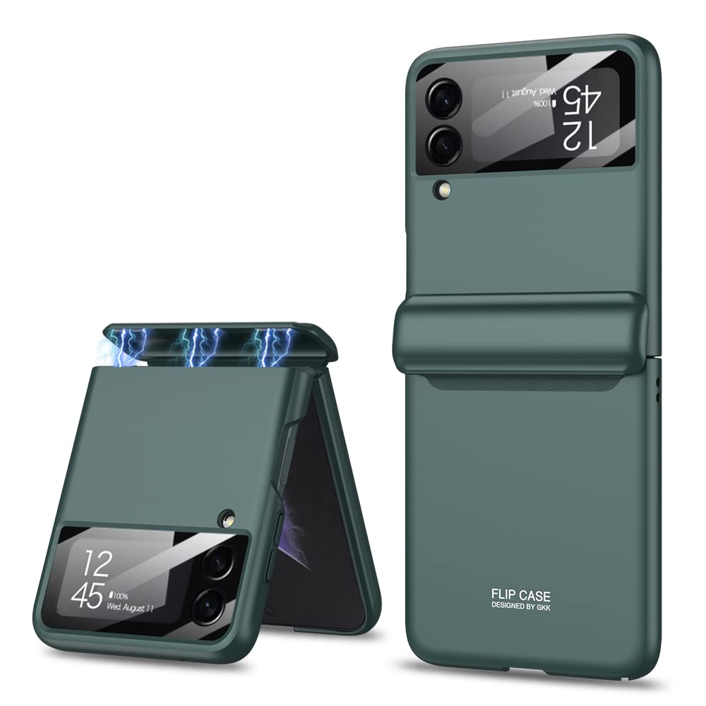 SHIEIDSamsung Z Flip 4 Case, Galaxy Z Flip 4 Case with Hinge Protection Samsung Flip 4 Case with Screen Protector Compatible with Samsung Galaxy Z Flip 4 5G, Green