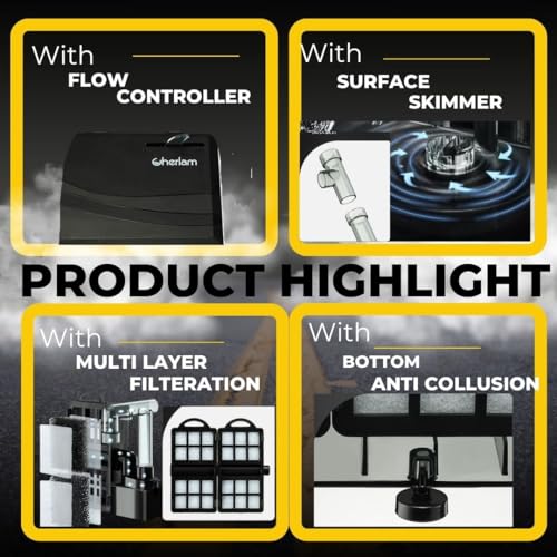 Image of VAYINATO Cherlam (3.5 Watts|Suitable For 1.5 Feet Tank) Ultra Quiet Premium Hang On Back Filter For Planted Aquarium Fish Tank With Surface Skimmer By Petzlifeworld