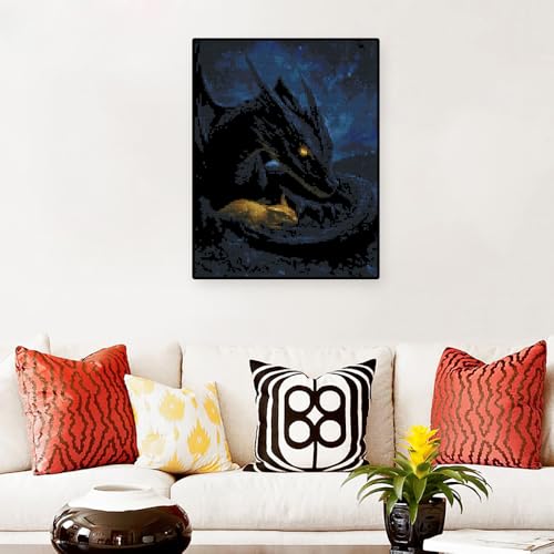 Image of Dargon Stamped Cross Stitch Kits - Needlepoint Counted Cross Stitch Kits for Beginner Adult Crossstitching Printed Dimensions Patterns Stitch Embroidery Kits Arts and Crafts (11CT Without Frame)