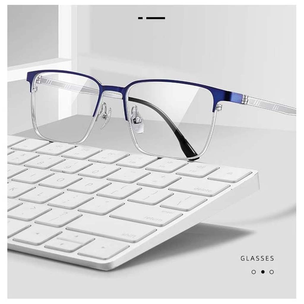 WZX Occhiali da Lettura con Montatura Piccola da Uomo Occhiali da Lettura con Luce Anti-Blu Occhiali ottici rettangolari in Metallo Lenti molecolari per Lettore