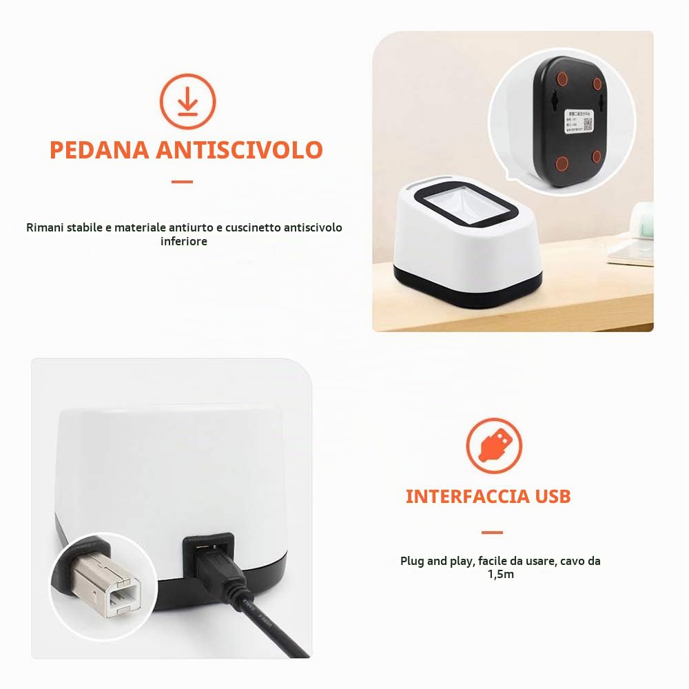docooler Wired Barcode Scanner Scansione Versatile USB Scansione QR Code 1D e Lettore di Codici 2D