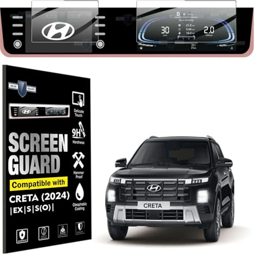GEAR GUARD - GIVE LIFE TO YOUR DEVICE Film Gear Guard Full Screen Protector For Hyundai 2024 Creta Facelift EX,X,S(O)Car Accessories 8"Inch Infotainment System & 10.25"Inch Speedometer(MID)-Clear