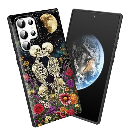 smauncucn for Galaxy S24 Ultra Case,Soft TPU Slim Fashion Anti-Fingerprint Non-Slip Protective Phone Case Cover for Samsung Galaxy S24 Ultra 5G 6.8 inch 2024,Skeleton Floral
