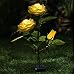 XLUX Outdoor Solar Powered Rose Lights Flower Stake, for Garden Patio Yard Christmas Pathway Decoration, Yellow