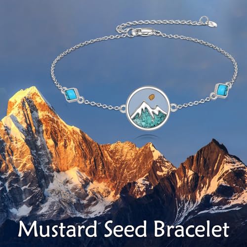 Image of AOBOCO Mustard Seed Bracelet 925 Sterling Silver Cross Bracelets Christian Faith Jewelry Gift for Women