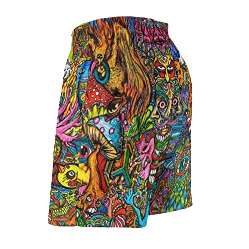 Mens Trippy Psychedelic Swim Trunks Beach Board Shorts with Mesh Lining and Pockets4