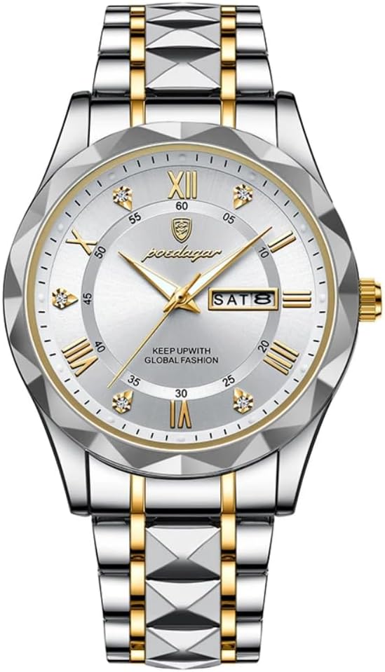 Poedagar Men Quartz Watch Luxury for Man Sports Business Waterproof Luminous Stainless Steel Week Date Men's Watches Male Clock
