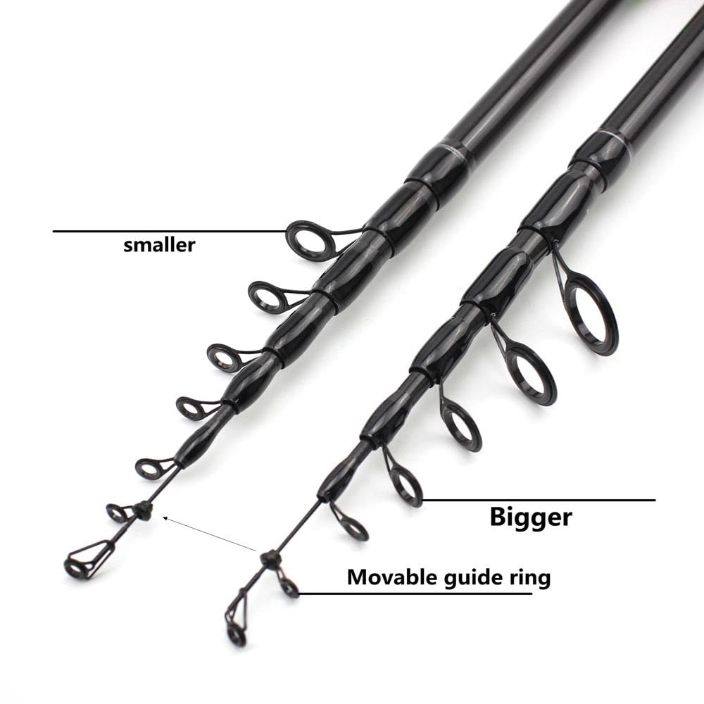 Canne à Pêche Canne à pêche télescopique en Carbone de 1,8 m à 2,4 m, avec poignée en liège allongée, Canne à pêche Rapide M Power Canne à pêche(2.4 m)