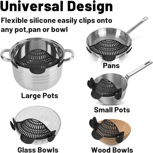 1pc Silicone Adjustable Clip-On Strainer for Pans, Bowls, Veggies & Noodles #4