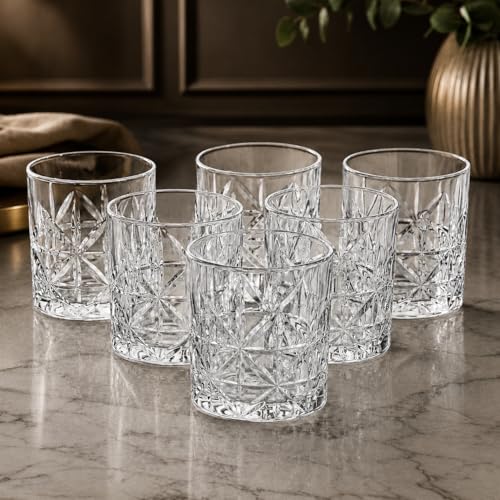 Conjunto de Copos Baixos Stella Wezen– Vidro Transparente, Design Elegante, Ideal para Água, Whisky e Drinks – Kit com 6 Copos