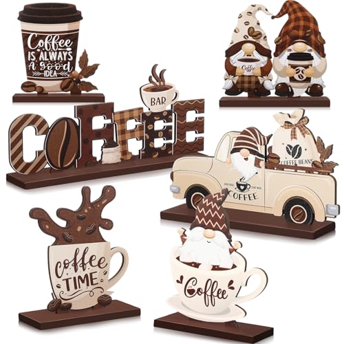 Blosssound 6 Pcs Coffee Bar Decor Sign Coffee Bar Accessories