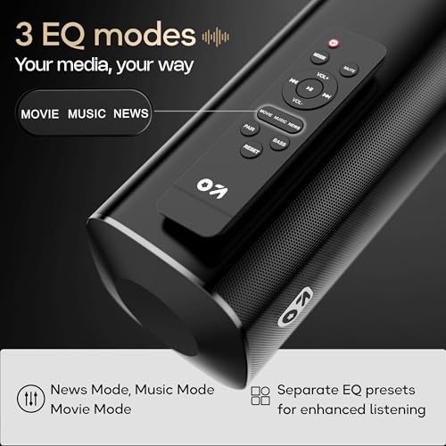 Image of GOBOULT X120 2.1 Channel Bluetooth Soundbar with BoomX Subwoofer, 120-Watt Output Surround Sound, EQ Modes, Remote Accessibility, USB /HDMI /AUX & Optical Fiber Connectivity Sound bar (Black)