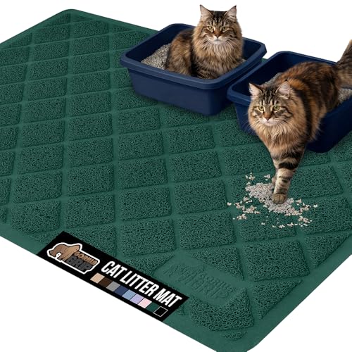 Image of Gorilla Grip Durable Multiple Cat Litter Mat (47x35), XL Jumbo, No Phthalate, Water Resistant, Traps Litter from Box and Cats, Scatter Control, Mats Soft on Kitty Paws (Hunter Green)