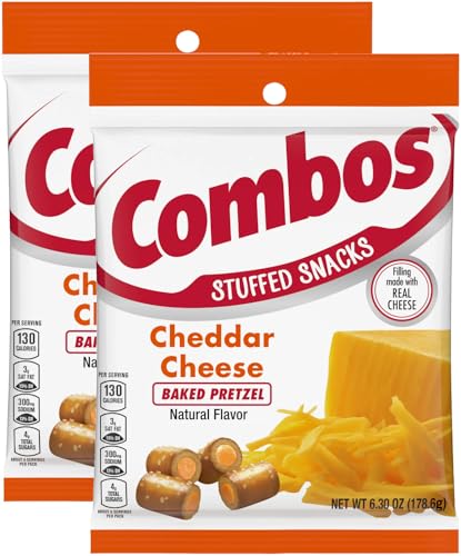 Image of Combos Cheddar Cheese Baked Pretzels, 6.3 oz Bag (Pack of 2)
