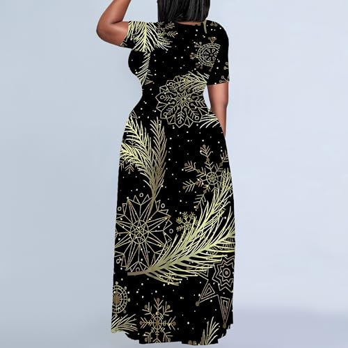 Image of PinkPatty Plus Size Maxi Dress for Women Summer Casual Short Sleeve Tshirt Dresses with Pockets (XL-6XL)