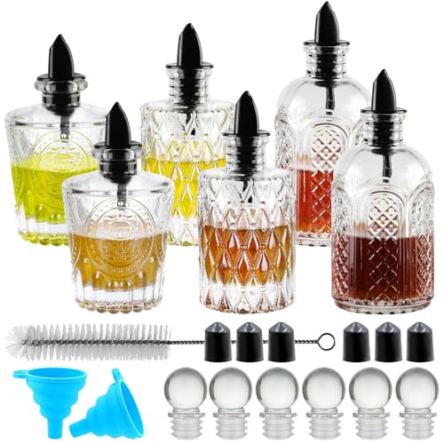 INFTYLE Syrup Bottle Set of 6 - Syrup Dispenser with Leak-Proof Lids Pour Spout Ideal for Coffee Syrups,Honey,Condiments,Olive Oil…