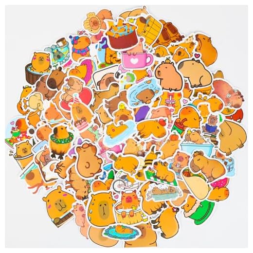 100PCS Pegatinas Capibara Infantiles, Impermeables Pegatinas Niños, Capibara Stickers, para Ordenador Portátil, Equipaje, Botella de Agua (A)