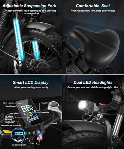 Wildeway Folding Electric Bike for Adults with 32Ah Battery