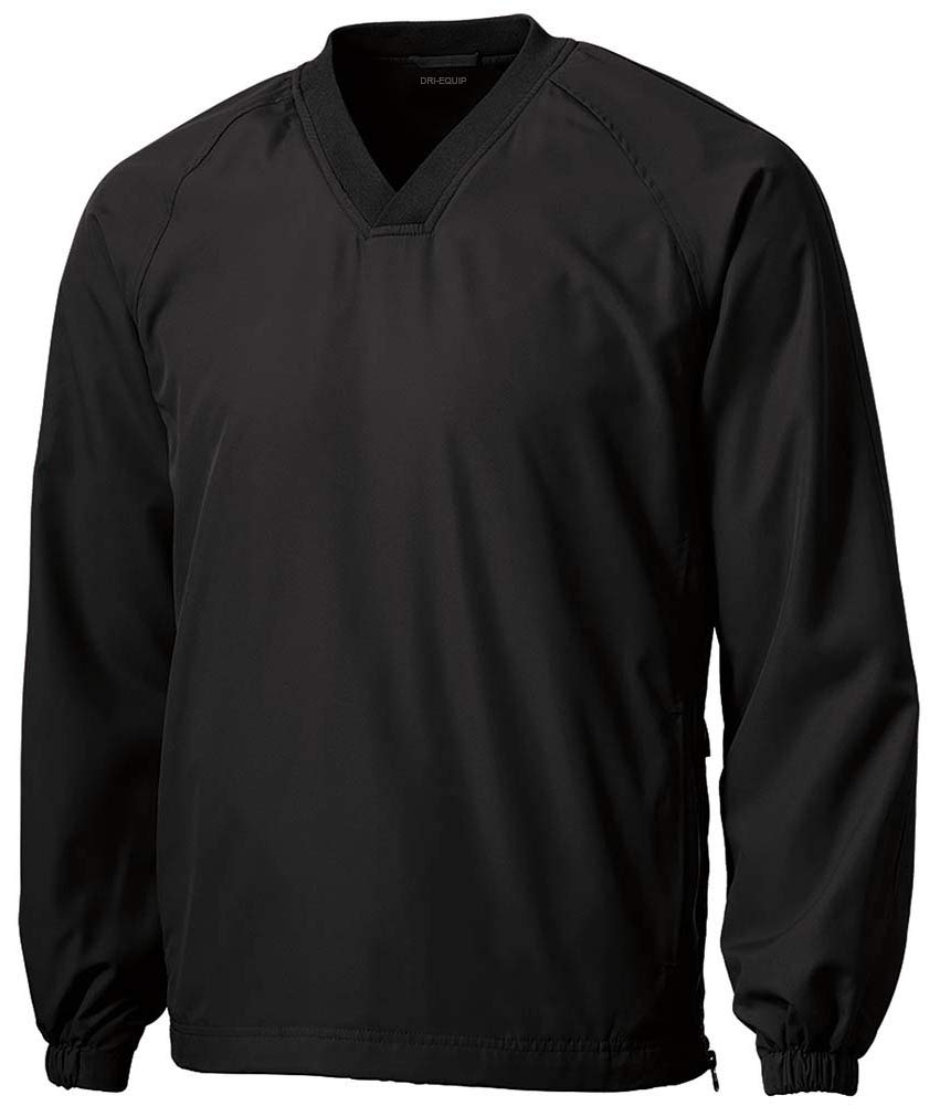 DRIEQUIP Mens V-Neck Raglan Wind Shirt-XL-Black