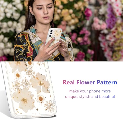 Coque Samsung S23 de luxe avec incrustation artisanale de fleurs blanches - 3