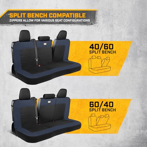Image of CAT MeshFlex Blue Rear Seat Cover for Cars, SUVs & Mid-Size Pickup Trucks - Durable 60 /40 Split Rear Bench Seat Protector, Back Seat Cover, Interior Auto Accessory, Not for Full-Size Pickup Trucks